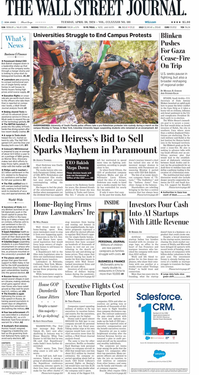 MacroTraders.ro - the front page of The Wall Street Journal - 2 Tuesday - 30.04.2024 Picture