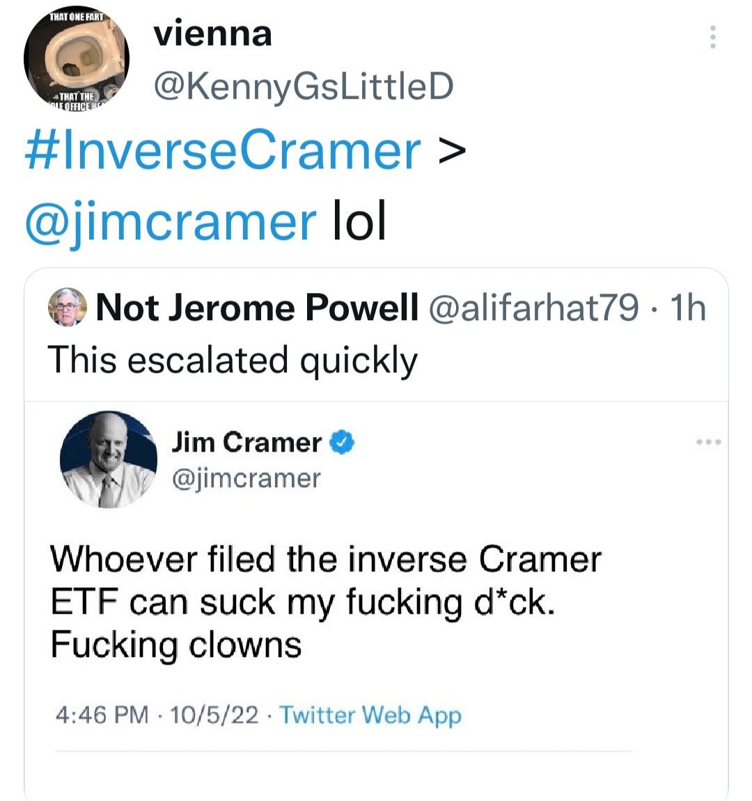 Jim Cramer Inverse ETF Tweet 06.10.2022