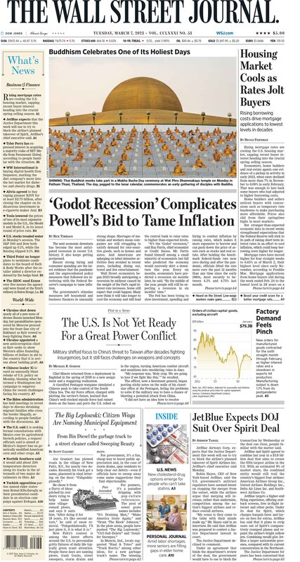 First Page of the Wall Street Journal Picture