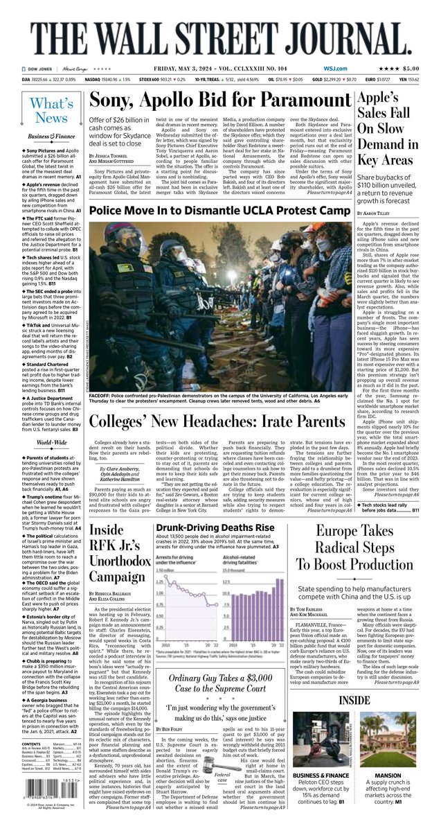 MacroTraders.ro - the front page of The Wall Street Journal - 5 Friday - 03.05.2024 Picture