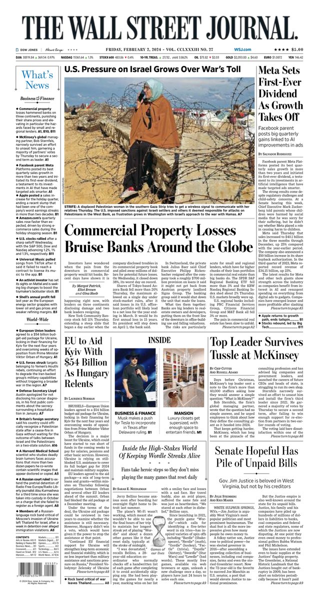 MacroTraders.ro - The front page of the Wall Street Journal - Friday 02.02.2024 Picture