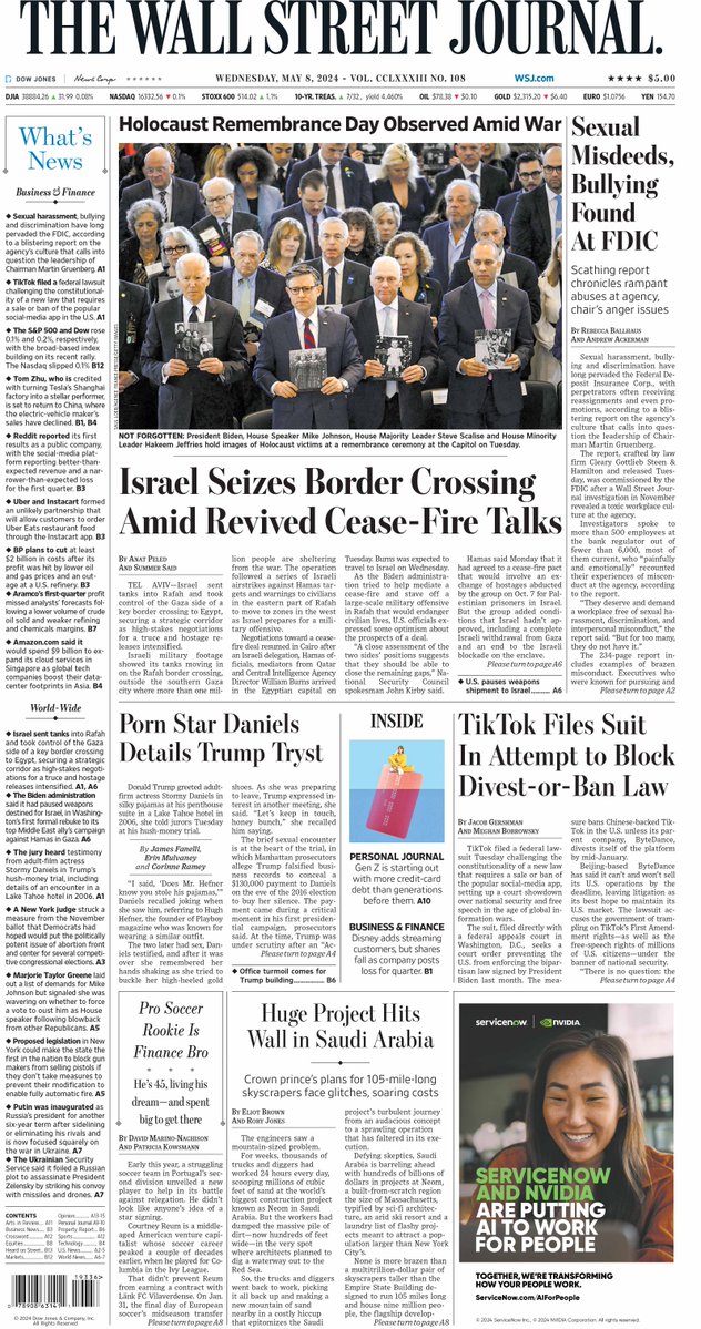 MacroTraders.ro - The front page of Wall Street Journal - 3 Wednesday - 08.05.2024 Picture
