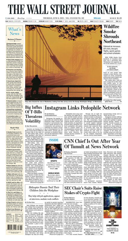 The front page of The Wall Street Journal - Thursday 08.06.2023 Picture