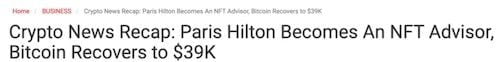 Paris Hileton becomes a crypto adviser Picture