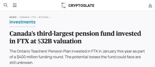 Canada's third largest pension fund invested in FTX Picture