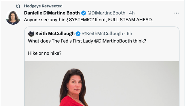 FED insider Danielle DiMartino Booth Tweet replying to Keith 21 march 2023 Picture