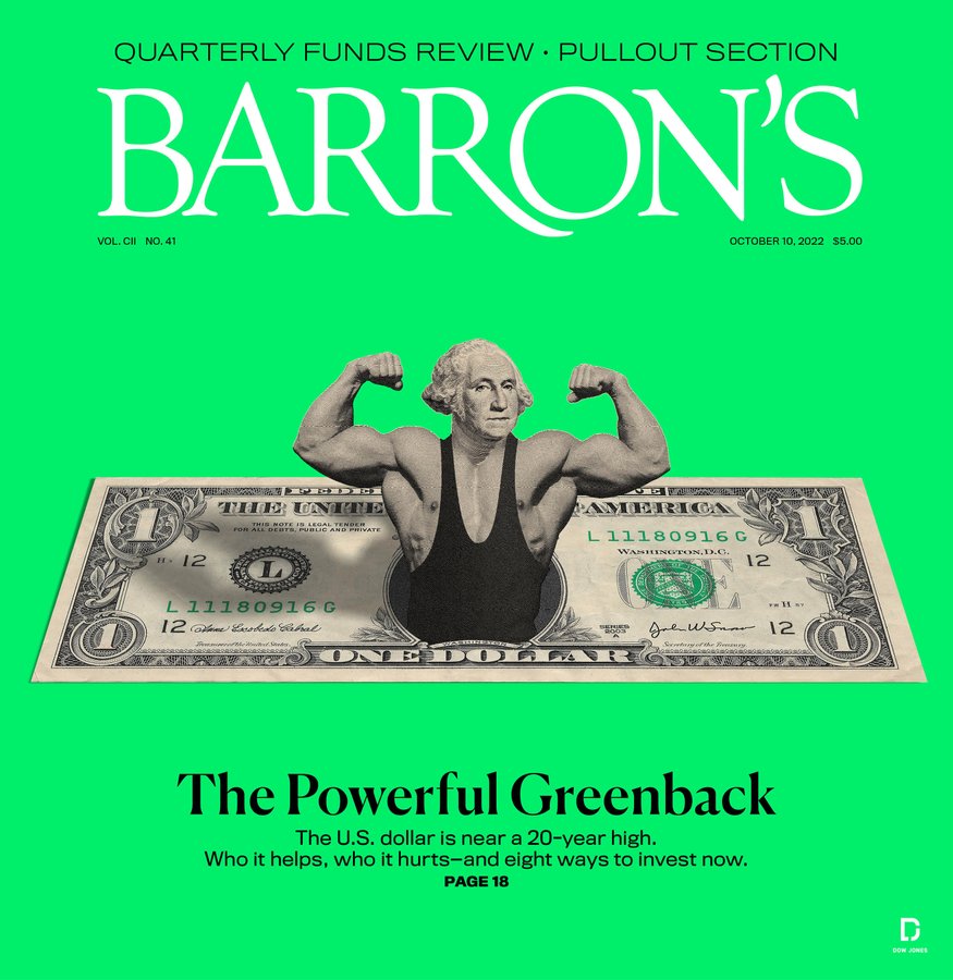 Barron's Magazine Quarterly Cover 10.10.2022 Mighty Dollar USD Picture