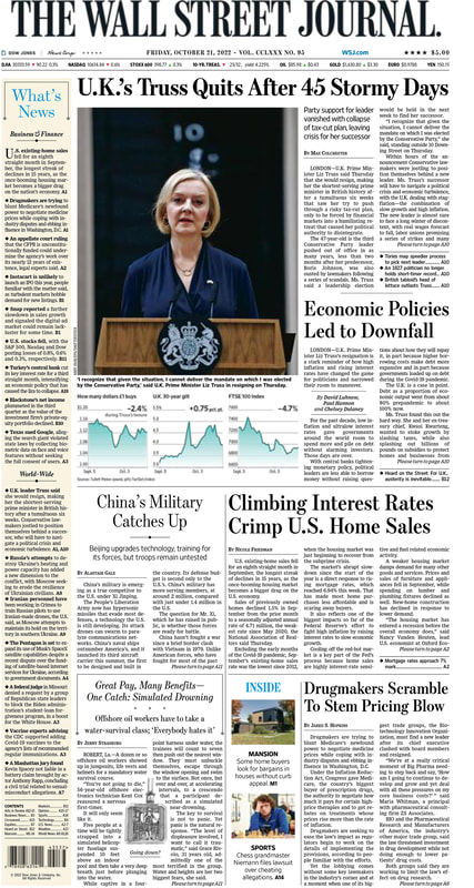 First page of The Wall Street Journal 21.10.2022 Picture