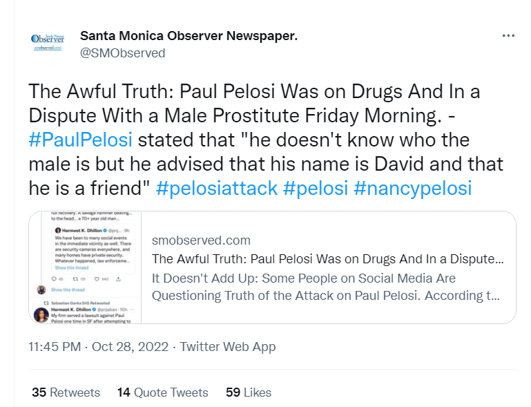 Paul Pelosi attacked in his residence article Santa Monica Observed Picture
