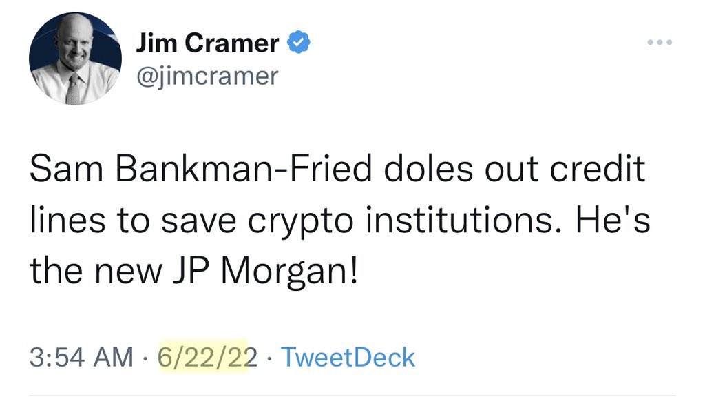 Jim Cramer tweet about Sam Bankman Picture