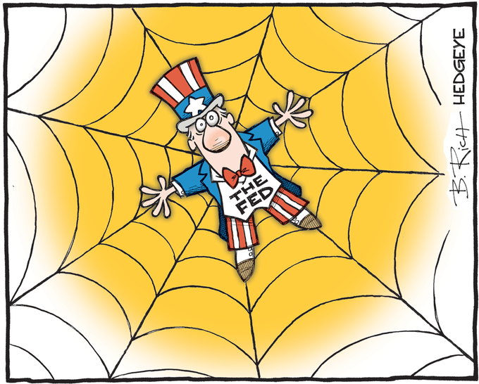 Cartoon of the day by Hedgeye: caught in a net the Fed Picture