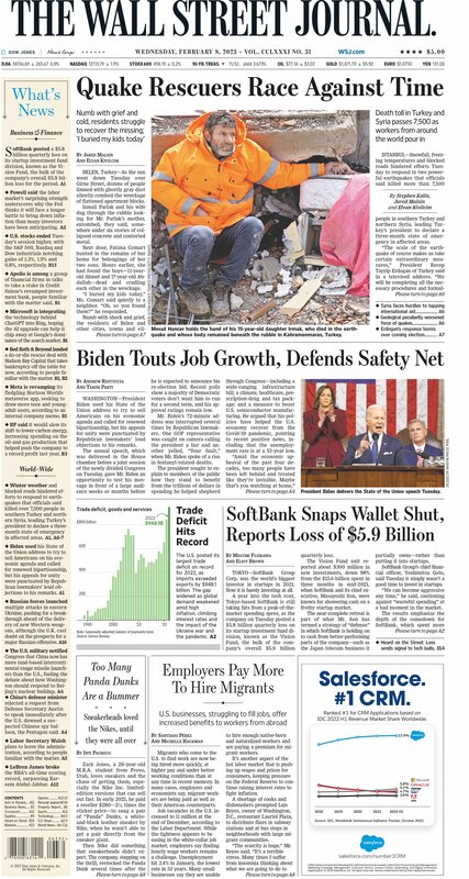 First page of the Wall Street Journal Picture