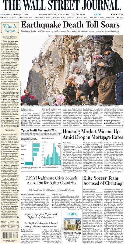 Prima pagină din Wall Street Journal Picture