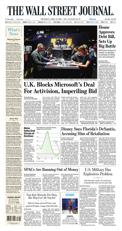 Front page of The Wall Street Journal 27.04.2023 Picture