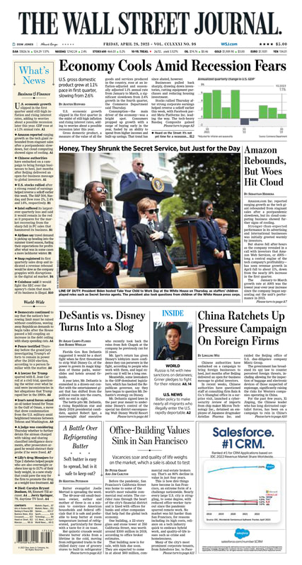 Front page of The Wall Street Journal 28.04.2023 Picture