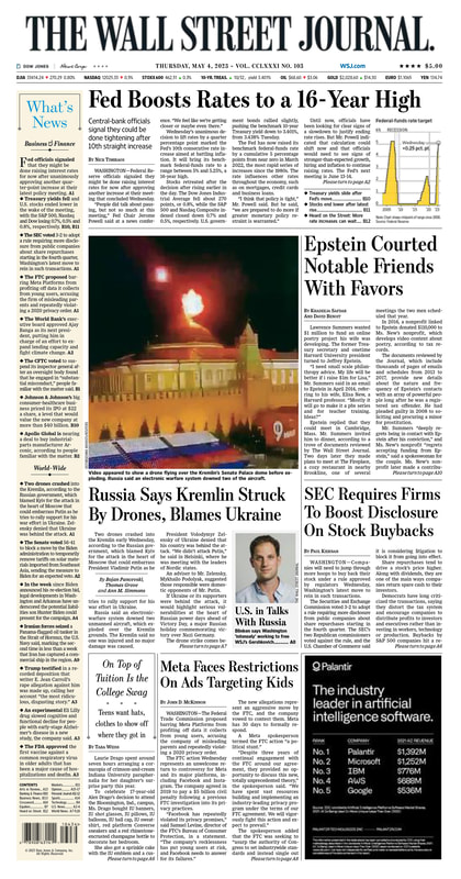 Front page of The Wall Street Journal - Thursday 04.05.2023 Macro Blog Picture