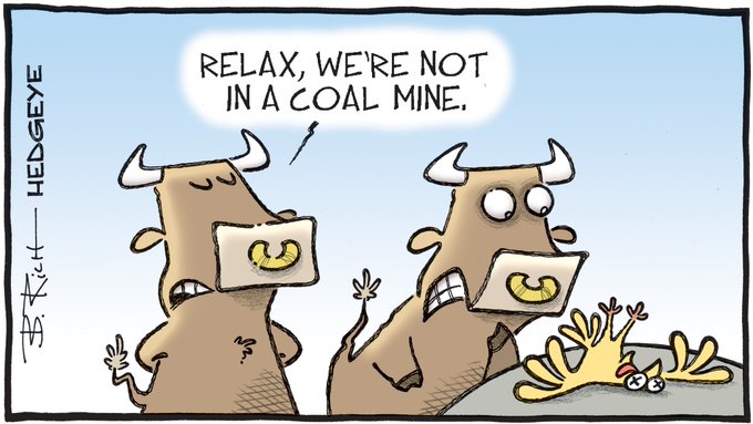 Hedgeye - Macro Traders Blog Romania - Cartoon of the Day - Canary in the coal mine - Monday 24.07.2023 Picture