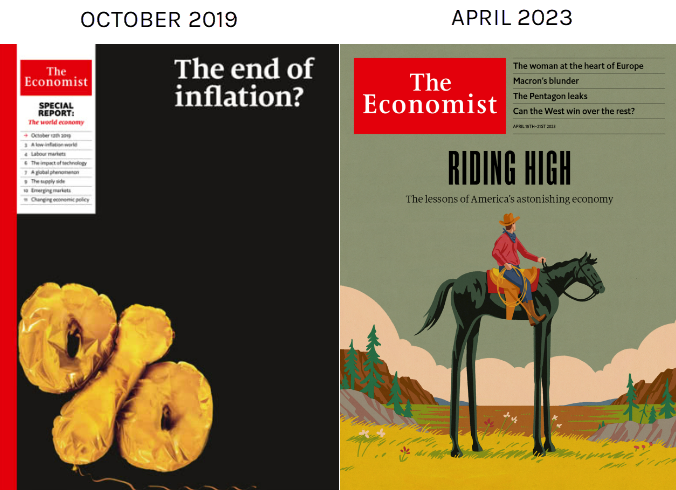 Hedgeye The Economist Cover 2019 vs 2023 Friday 14.04.2023 Picture