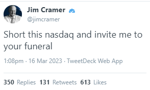 Jim Cramer Tweet on 16 march 2023 Picture