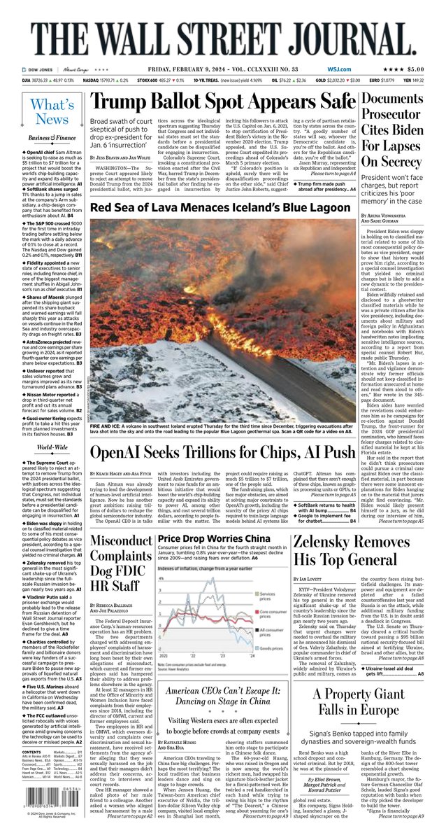 MacroTraders.ro - front page of The Wall Street Journal - Friday 09.02.2024 Picture