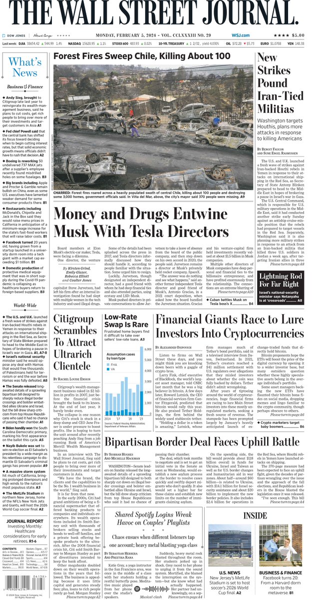 MacroTraders.ro - front page of The Wall Street Journal - Monday 05.02.2024 Picture