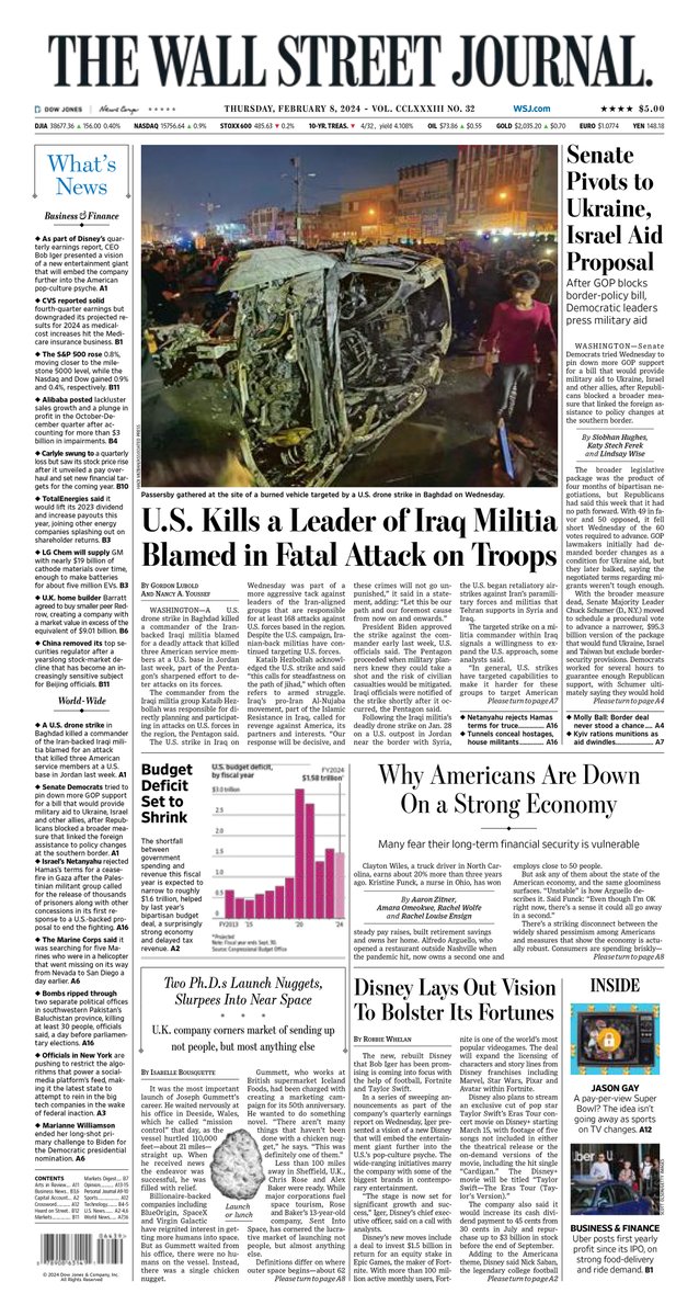 MacroTraders.ro - front page of The Wall Street Journal - Thursday 08.02.2024 Picture