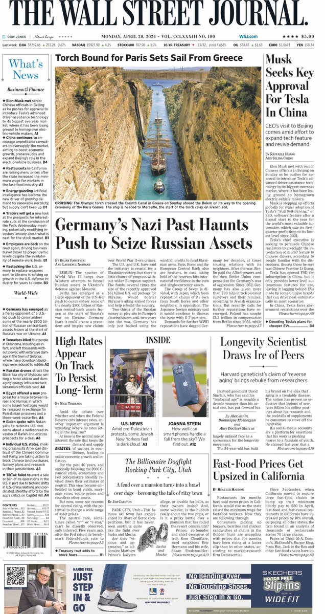 MacroTraders.ro - the front page of The Wall Street Journal - 1 Monday - 29.04.2024 Picture