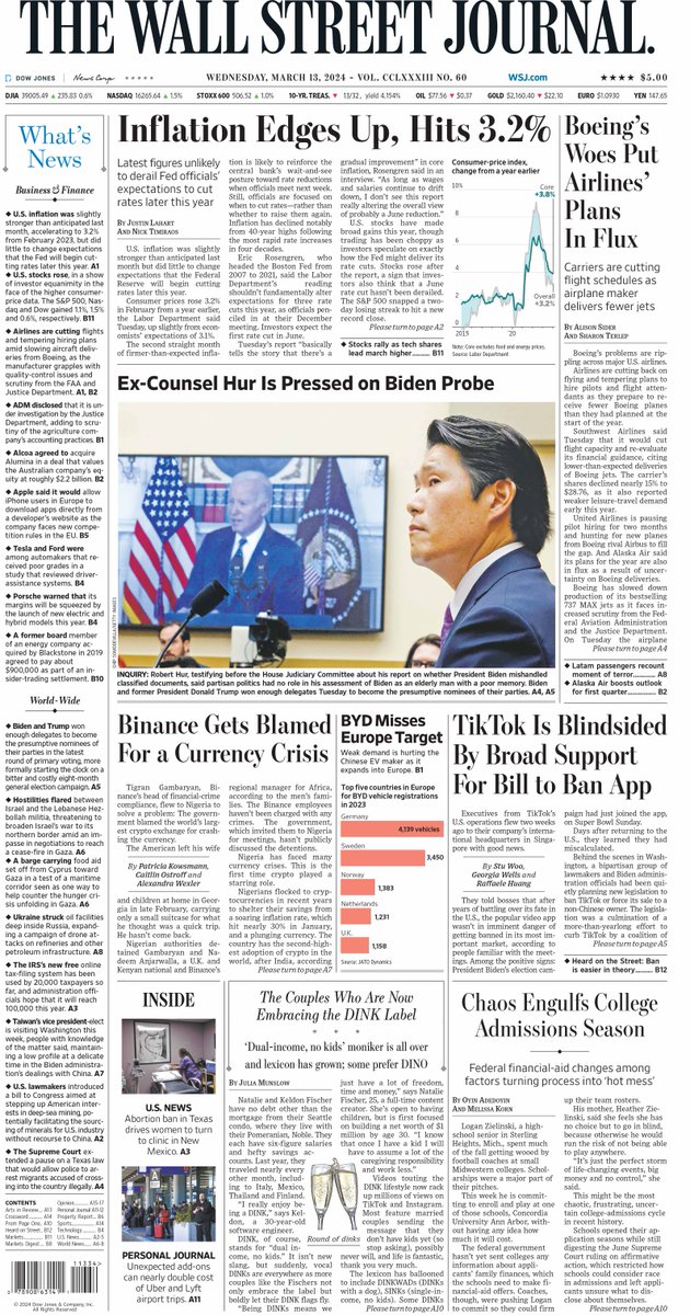 MacroTraders.ro - the front page of The Wall Street Journal - 3 Wednesday - 13.03.2024 Picture