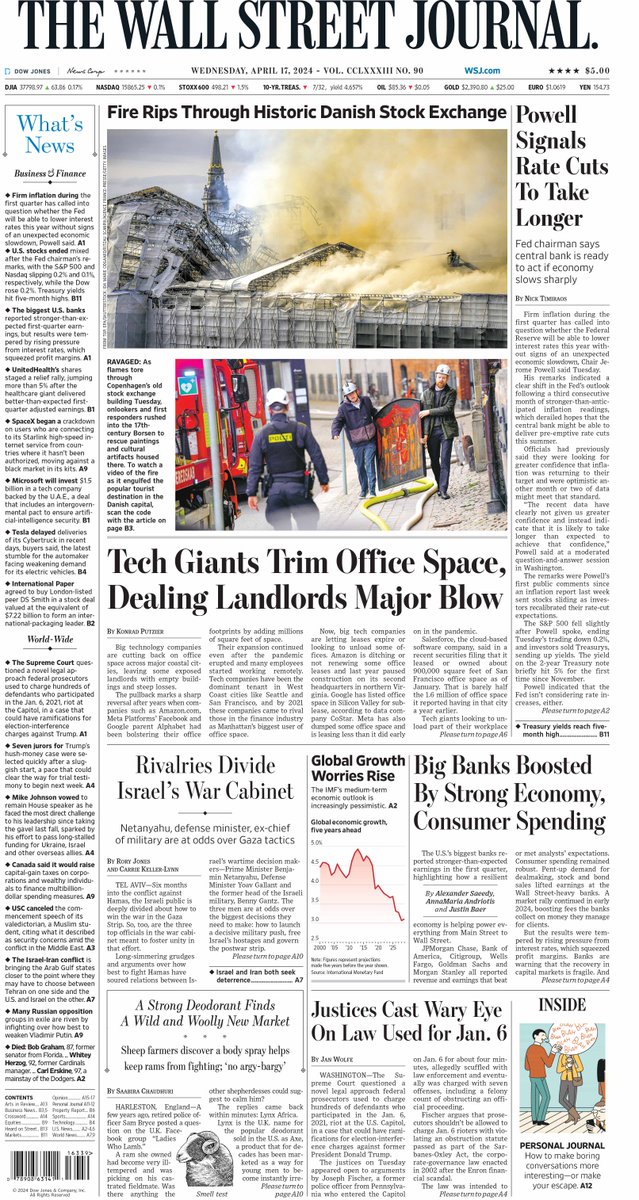 MacroTraders.ro - The front page of The Wall Street Journal - 3 Wednesday - 17.04.2024 Picture
