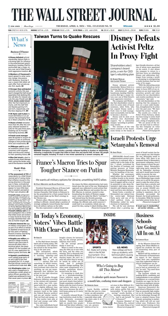 MacroTraders.ro - The front page of The Wall Street Journal - 4 Thursday - 04.04.2024 Picture