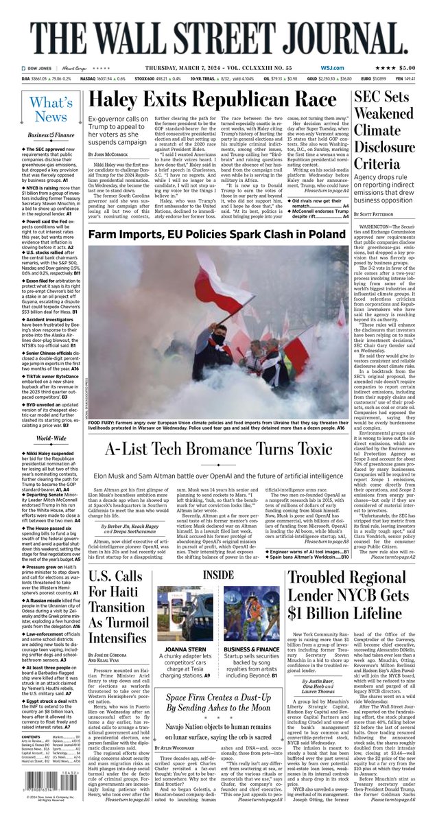 MacroTraders.ro - The front page of The Wall Street Journal - 4 Thursday - 07.03.2024 Picture