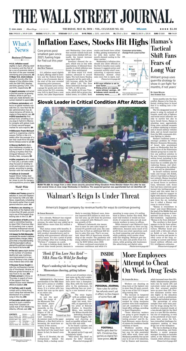 MacroTraders.ro - The front page of The Wall Street Journal - 4 Thursday - 16.05.2024 Picture
