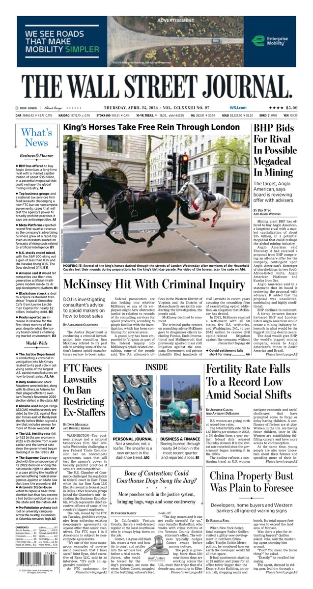 MacroTraders.ro - The front page of The Wall Street Journal - 4 Thursday - 25.04.2024 Picture