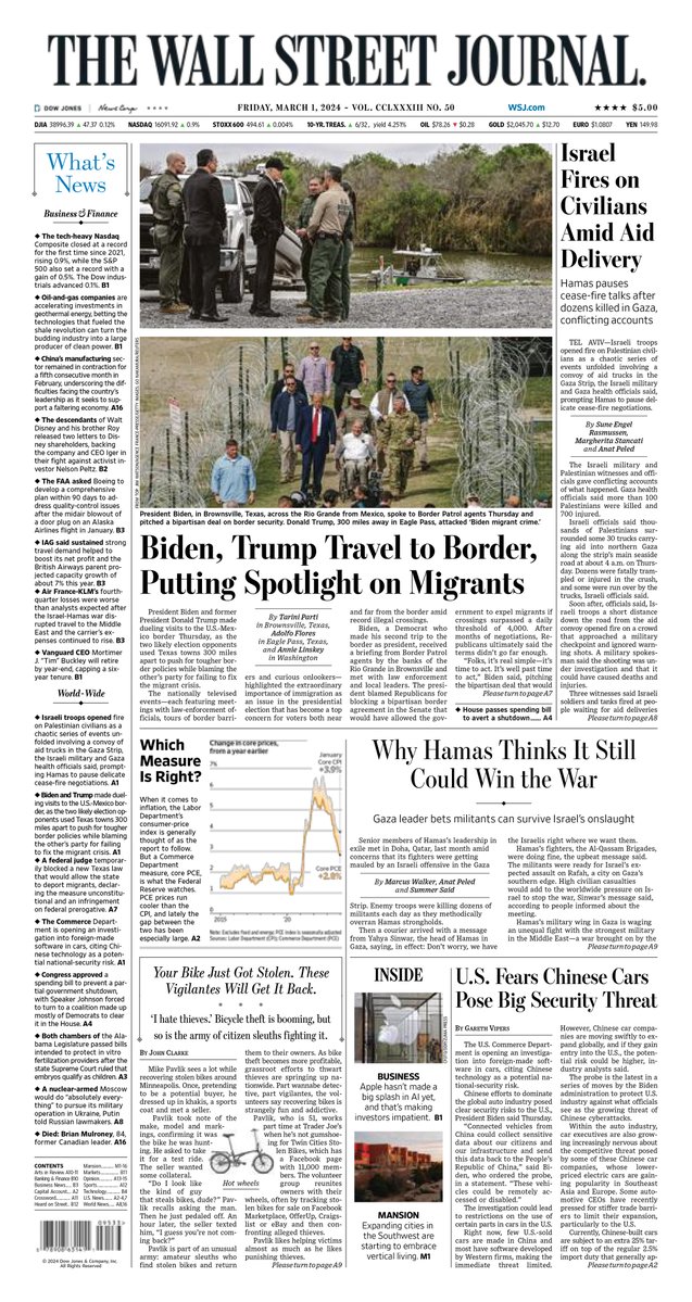 MacroTraders.ro - The front page of The Wall Street Journal - 5 Friday - 01.03.2024 Picture