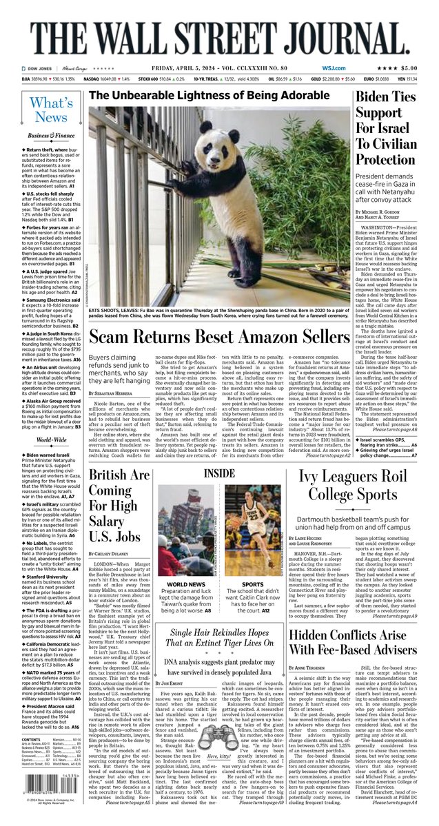 MacroTraders.ro - The front page of The Wall Street Journal - 5 Friday - 05.04.2024 Picture