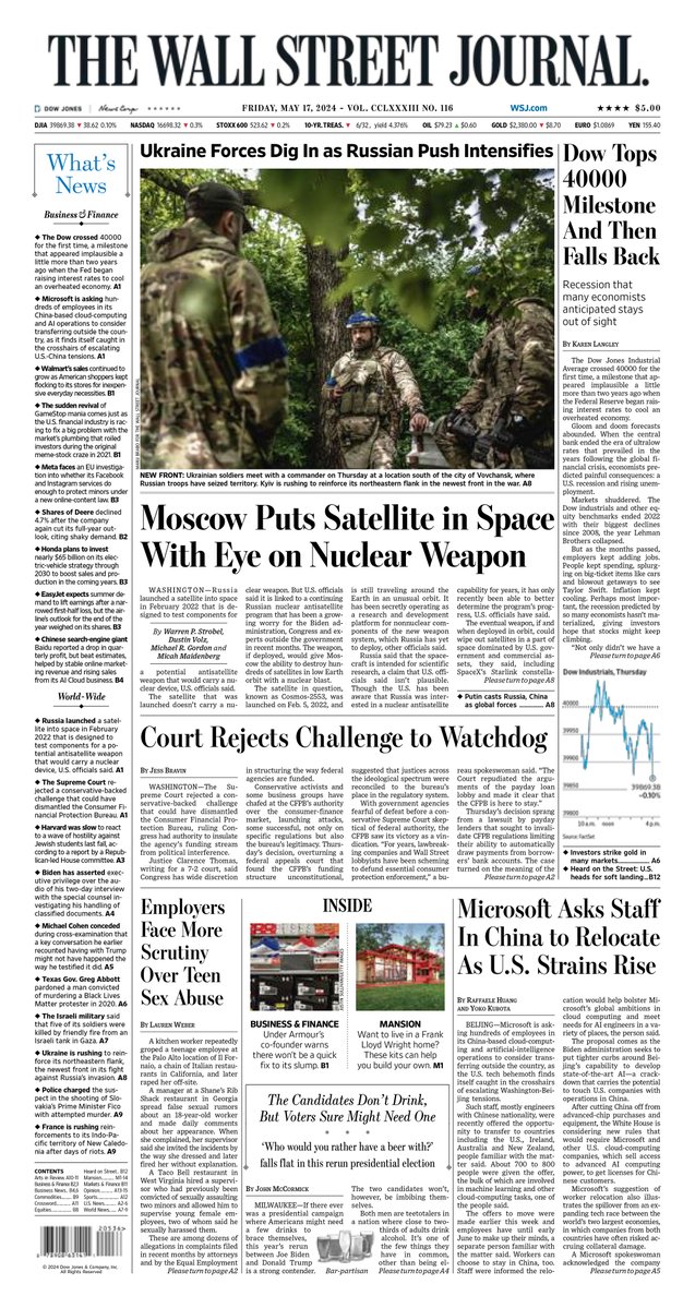 MacroTraders.ro - The front page of The Wall Street Journal - 5 Friday - 17.05.2024 Picture