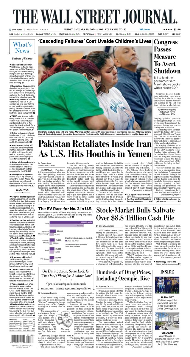 MacroTraders.ro - The front page of the Wall Street Journal - Friday 19.01.2024 Picture