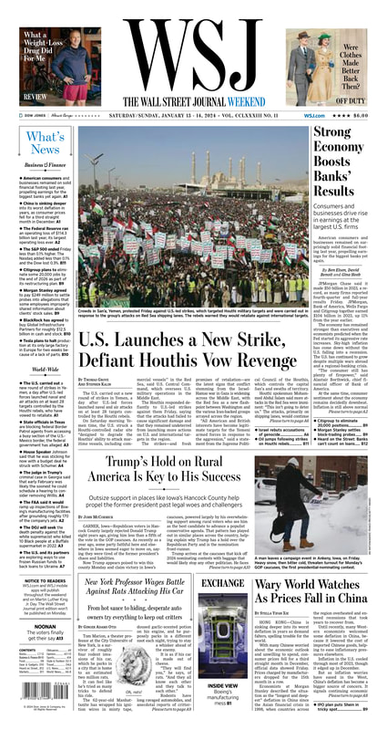 MacroTraders.ro - The front page of the Wall Street Journal - Monday 15.01.2024 Picture