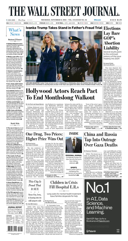 MacroTraders.ro - the front page of The Wall Street Journal - Thursday 09.11.2023 Picture