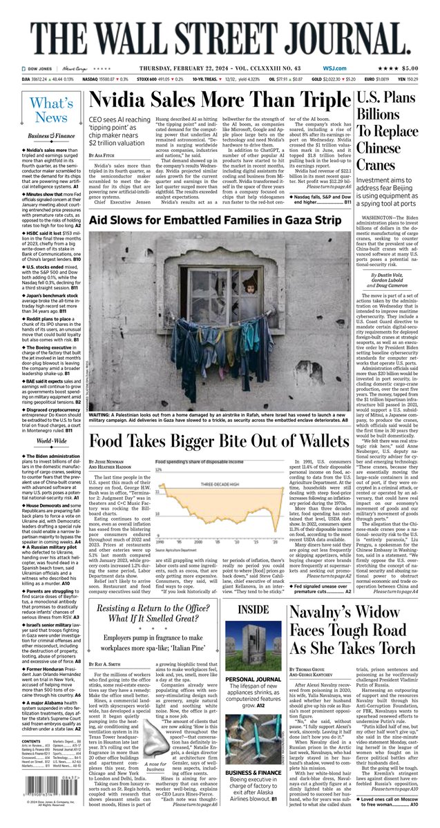 MacroTraders.ro - The front page of The Wall Street Journal - Thursday 22.02.2024 Picture