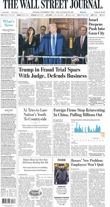 MacroTraders.ro - the front page of The Wall Street Journal - Tuesday 07.11.2023 Picture