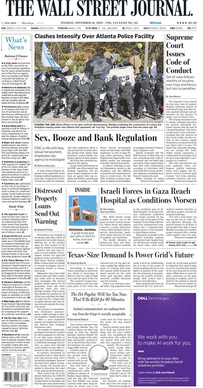 MacroTraders.ro - the front page of The Wall Street Journal - Tuesday 14.11.2023 Picture
