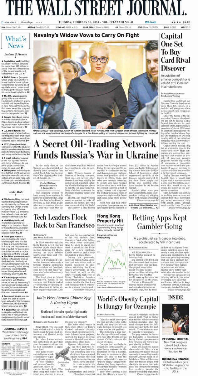 MacroTraders.ro - The front page of The Wall Street Journal - Tuesday 20.02.2024 Picture