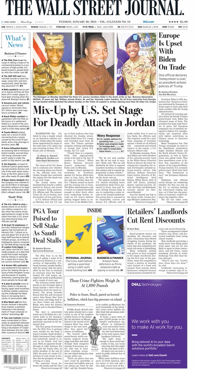 MacroTraders.ro - The front page of the Wall Street Journal - Tuesday 30.01.2024 Picture