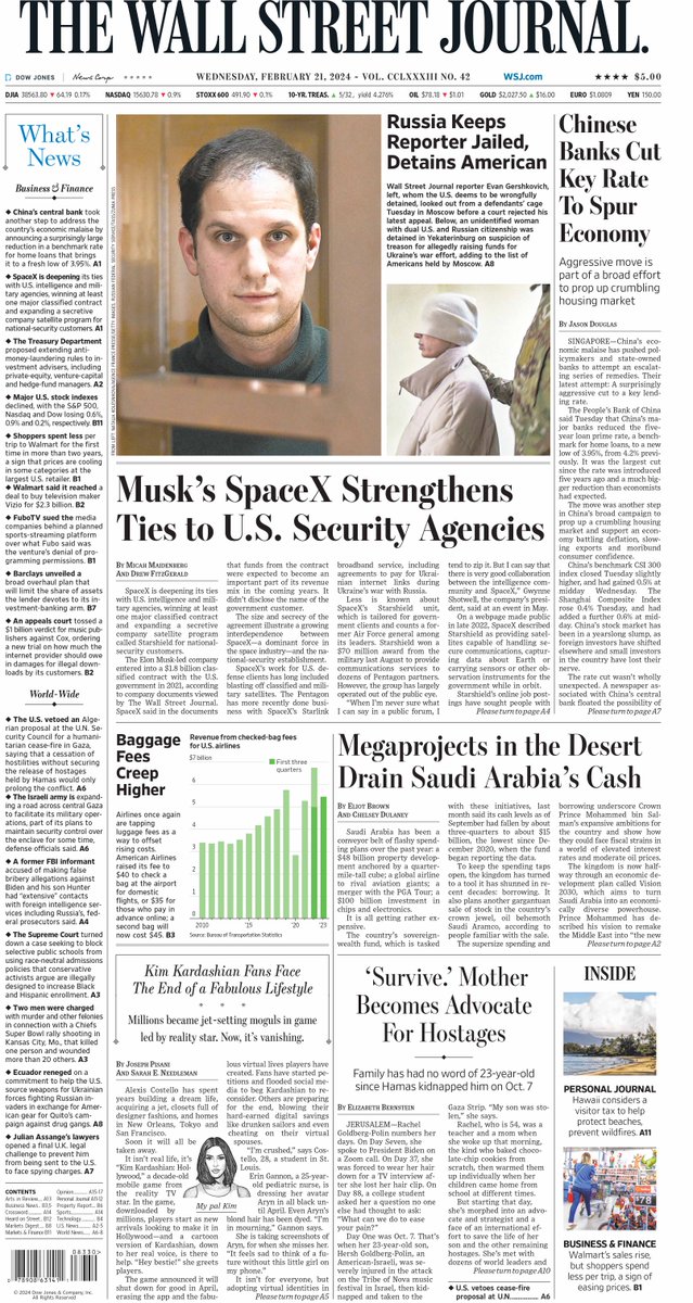 MacroTraders.ro - The front page of The Wall Street Journal - Wednesday 21.02.2024 Picture