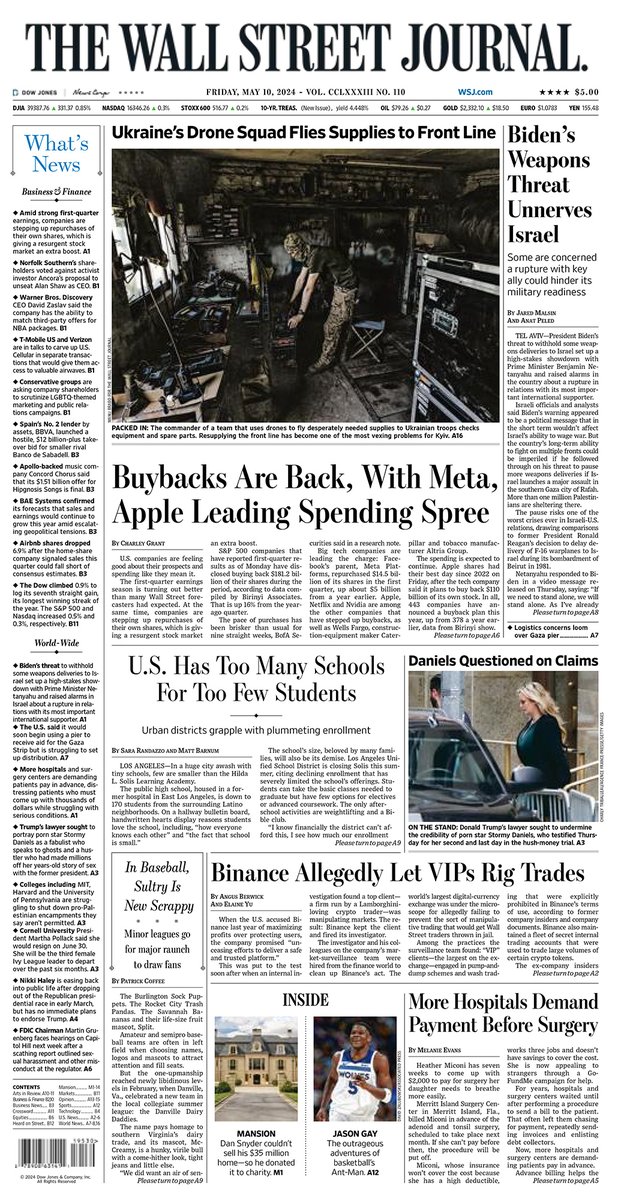MacroTraders.ro - The front page of Wall Street Journal - 5 Friday - 10.05.2024 Picture