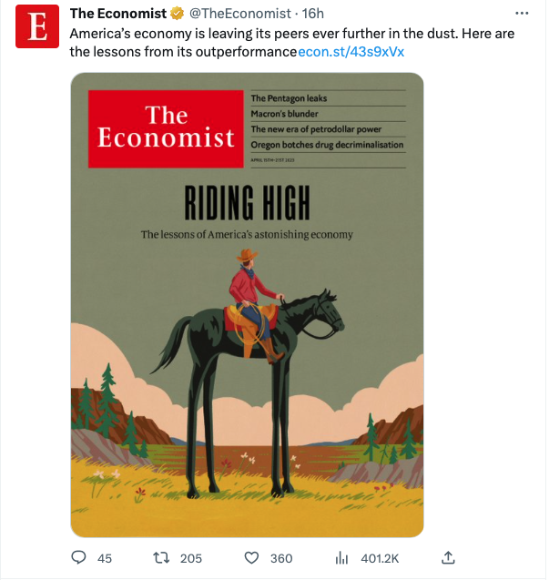 The Economist Cover Riding High Friday 14.04.2023 Picture
