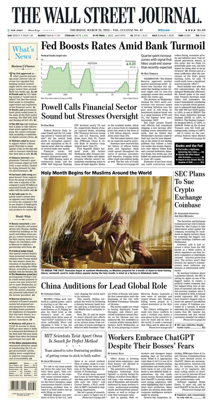 Rist page of the Wall Street Journal 23 March 2023 Picture